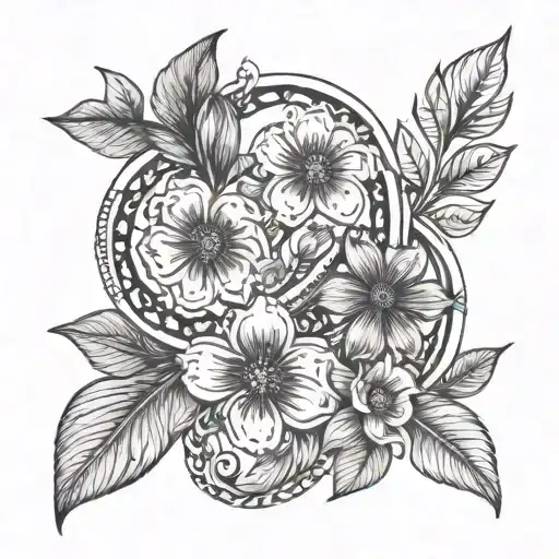 infinity symbol intertwined with november and march birth flowers tattoo design idea