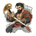 sword zülfigar hz ali lifting from lightning clouds and black with art writing tattoo design idea