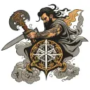 sword zülfigar hz ali lifting from lightning clouds and black with art writing tattoo design idea