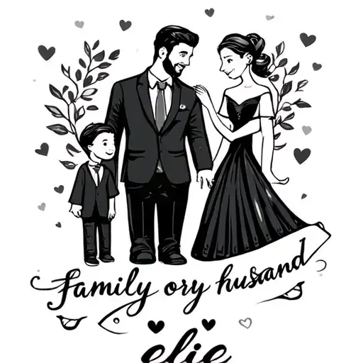 Family forever love husband elie is his name kids name Antoine and Jean Pierre family adventures together  tattoo design idea