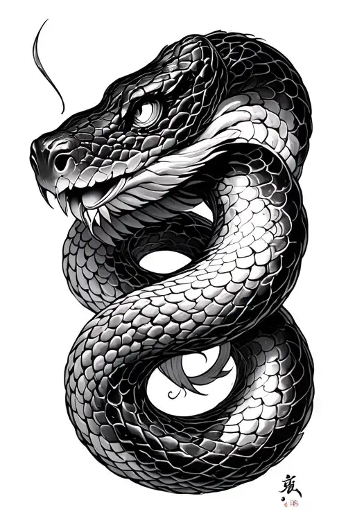 Make a tattoo of a serpent/snake based on the light novel of Shadow Slave ( I also want the tattoo wrapping around the f tattoo design idea
