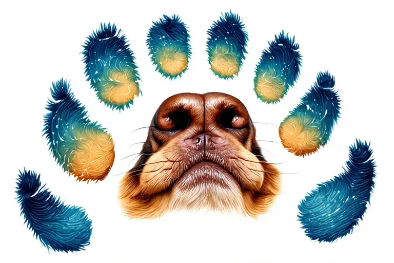 my own dogs paw and nose print tattoo design idea