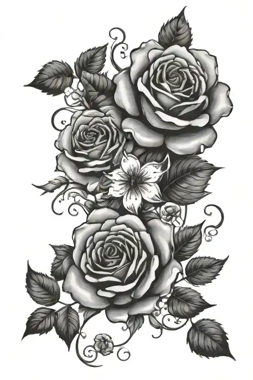 the word Gemini with roses  tattoo design idea