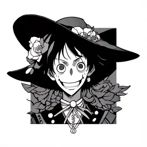 brook one piece anime tattoo design idea