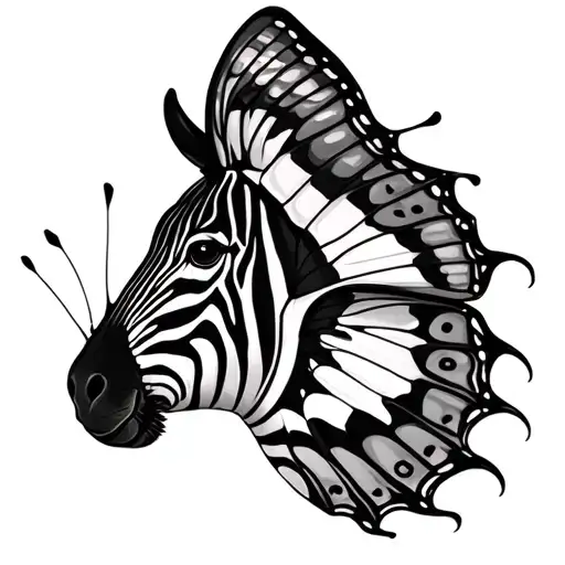 zebra and butterfly tattoo design idea