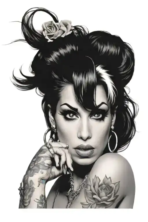amy winehouse topless girl tattoo design idea