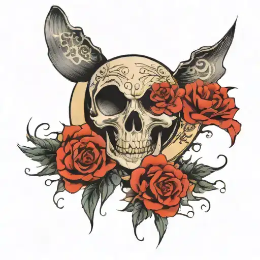 dead love ones text with moon tattoo design idea