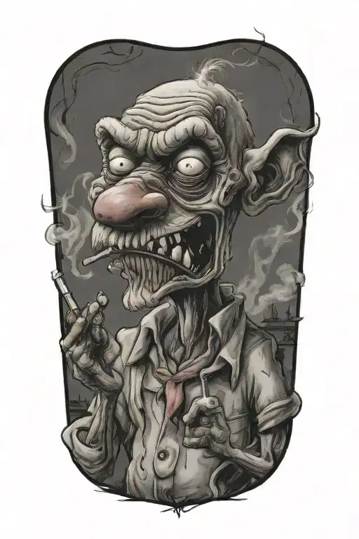 courage the cowardly dog smoking tattoo design idea