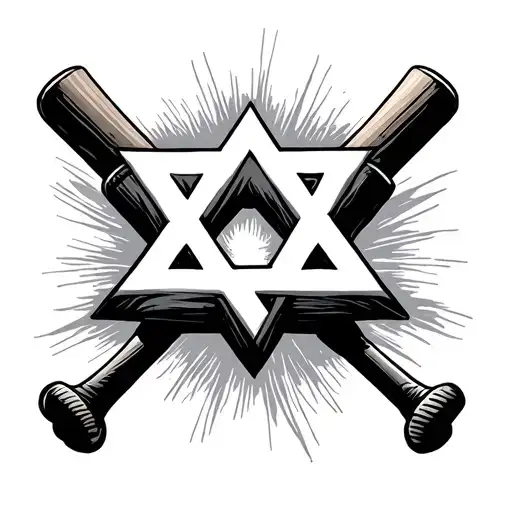 Star of David made out of baseball bats tattoo design idea