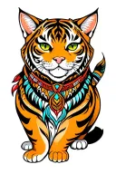 tiger cat tattoo design idea