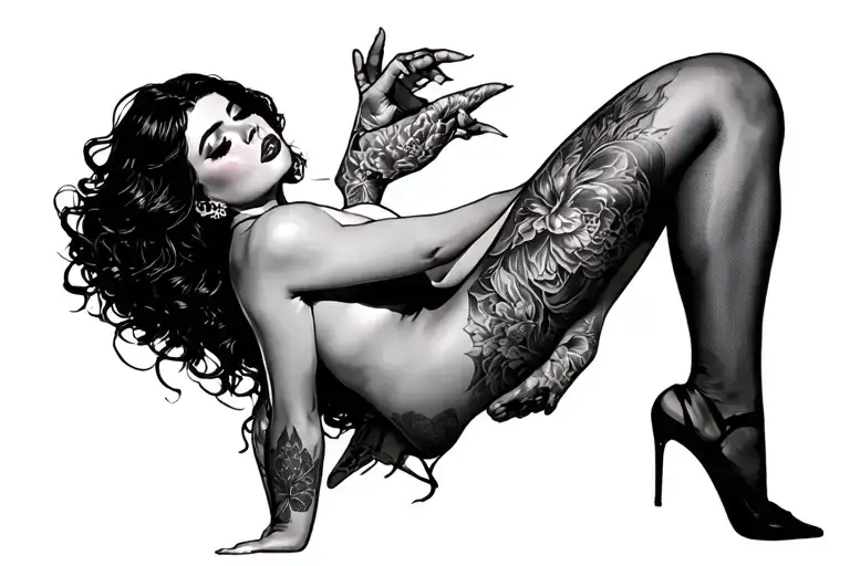 Slut whore posing nude woman holding tattoo design idea