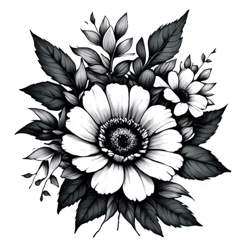February Birth flower with June, July and November in a bunch tattoo design idea