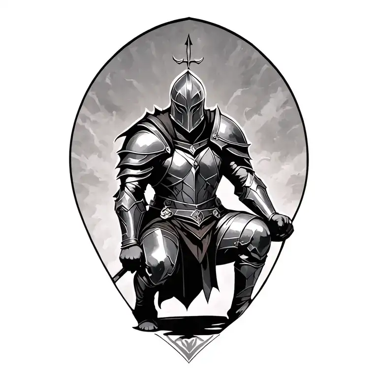 Kneeling Knight tattoo design idea