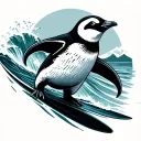 penguin surfing tattoo design idea