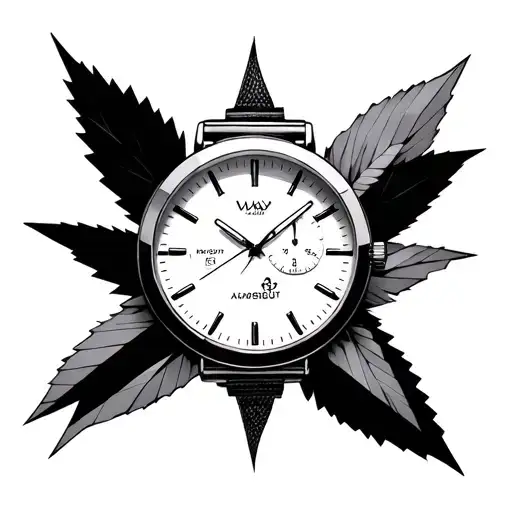 420 as a wrist watch, geometrical surreal tattoo design idea