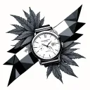 420 as a wrist watch, geometrical surreal tattoo design idea