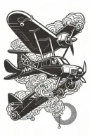 sun wukong tiny airplane flying tattoo design idea