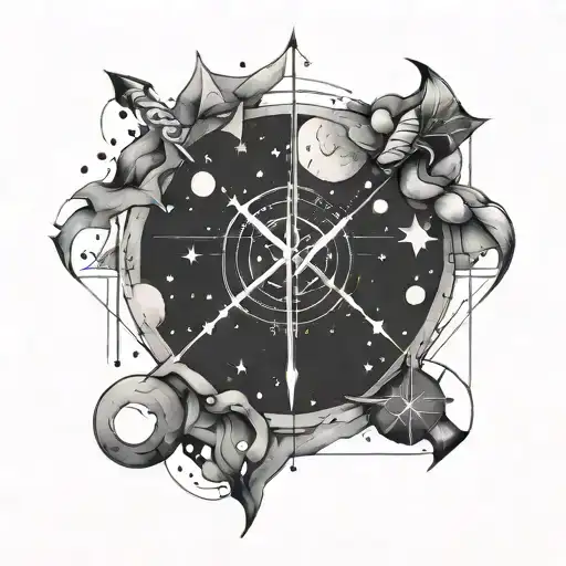Constellations Aquarius, Sagittarius, Cancer, Scorpio, minimalism, small size tattoo design idea