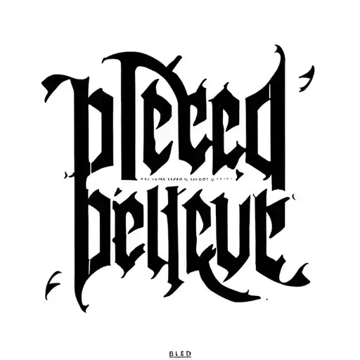 ambigram with words bleed and believe merged into one word  tattoo design idea