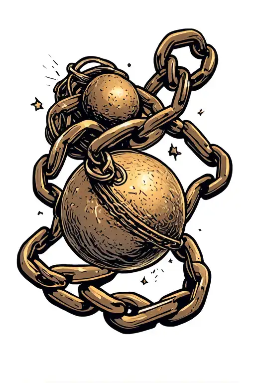 ball and chain tattoo design idea