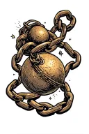 ball and chain tattoo design idea