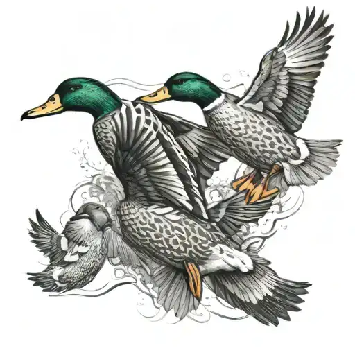 ducks flying tattoo design idea