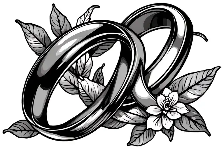 2 wedding ring intertwined tattoo design idea