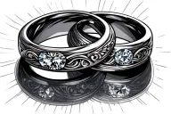 2 wedding ring intertwined tattoo design idea