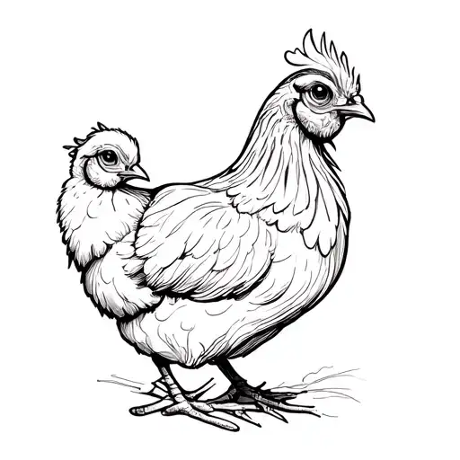 hen & chick tattoo design idea