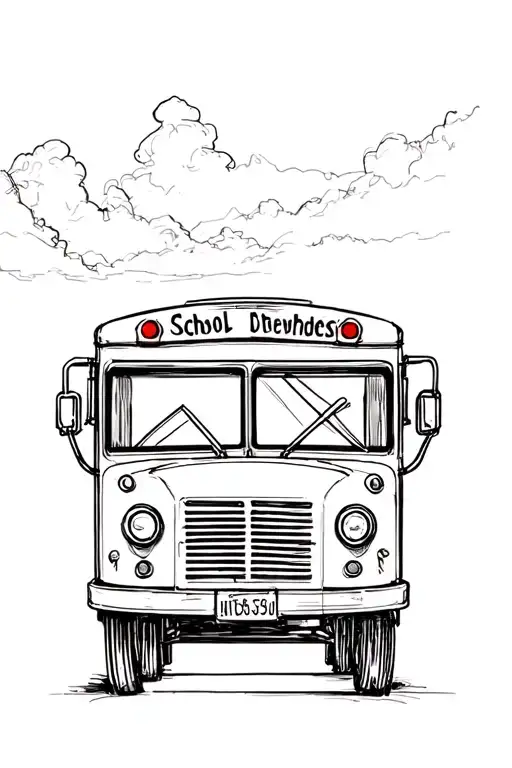 Retro school bus tattoo design idea