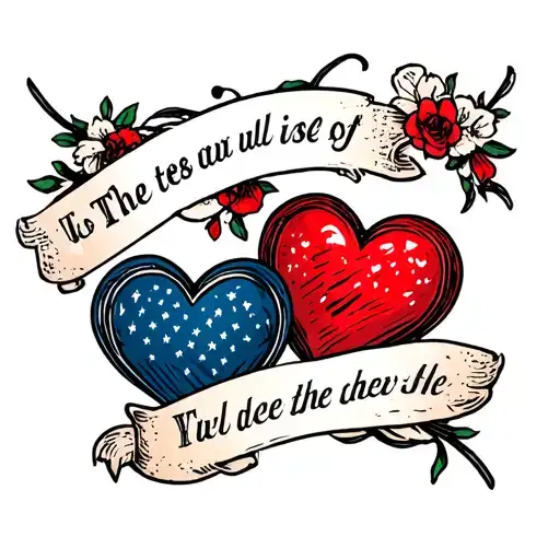 2 sailor style hearts with text tattoo design idea