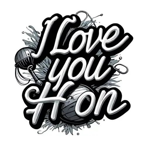 "I love you Hon" fishing bobber tattoo design idea