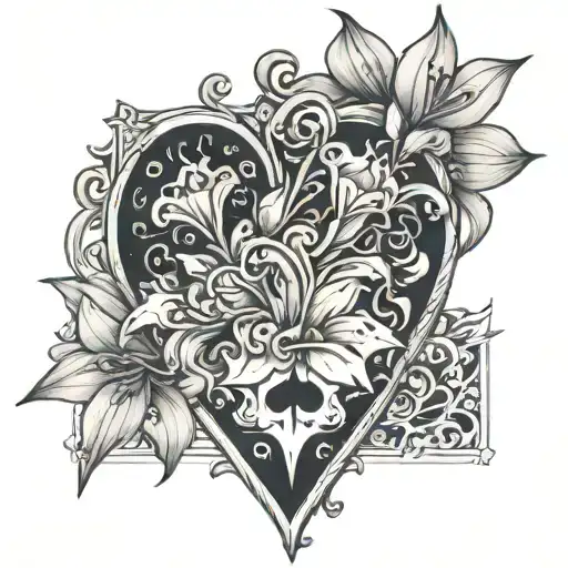 jack of hearts lillies tattoo design idea
