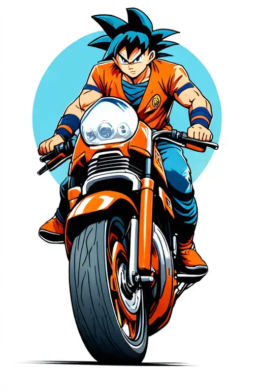 goku motorcycle wheelie stunt tattoo design idea
