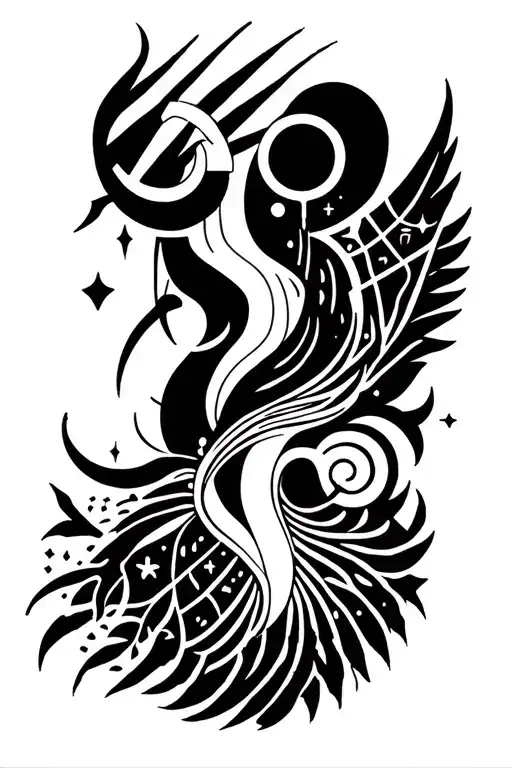 libra virgo aries scorpio sign in one theme fine line with details  tattoo design idea