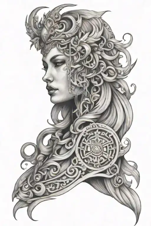 freya goddess tattoo design idea