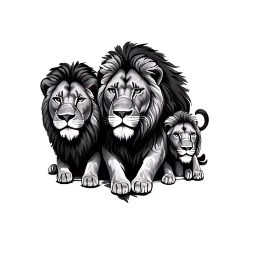 family Lions  tattoo design idea