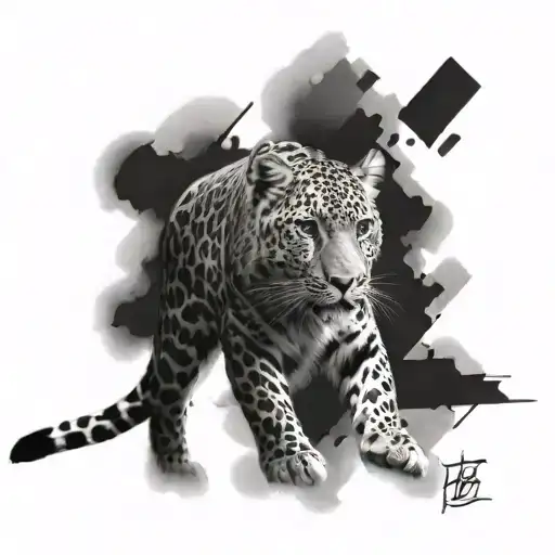 black work realism leopard 2 tank tattoo design idea