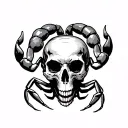 scorpion crawling through skull tattoo design idea