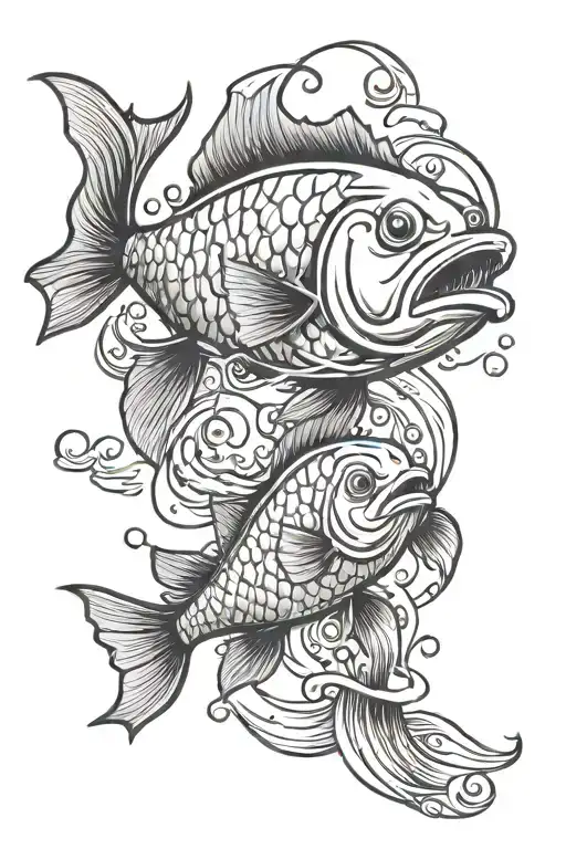 funny fish swimming upstream tattoo design idea