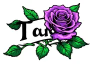 a purple rose with the name Tara in it tattoo design idea