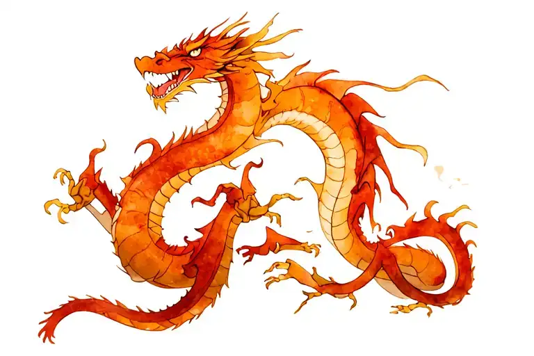 dragon fighting samurai tattoo design idea