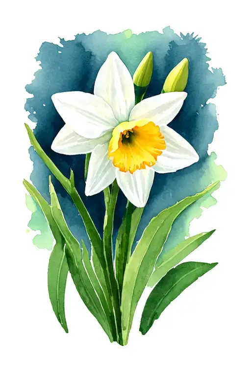 Holly and narcissus Paperwhite Narcissus Flower tattoo design idea