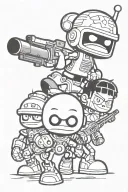 early 2000s cartoon characters from Cartoon Network and Nickelodeon having a war against each other tattoo design idea