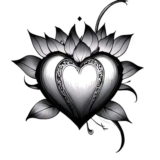 lotus flower, heart and cross tattoo design idea