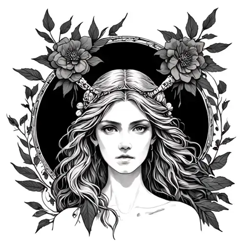 Virgo maiden holding tattoo design idea