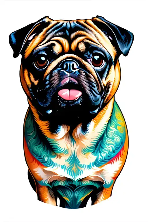 pug dog tattoo design idea