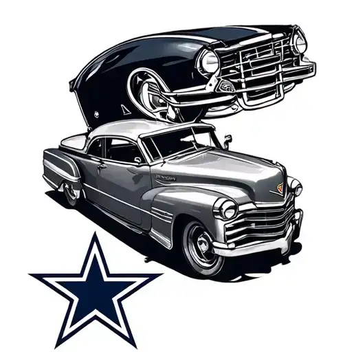 Dallas Cowboys and Cadillac  tattoo design idea