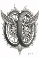 wing shaped race wheels  tattoo design idea
