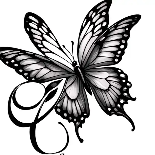 name and infinity with butterfly wings tattoo design idea